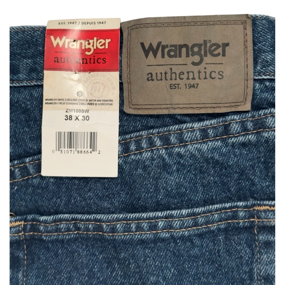 Wrangler Jeans Mens 38x30 Blue Relaxed Fit Straight Denim ZM100SW - Picture 3 of 6